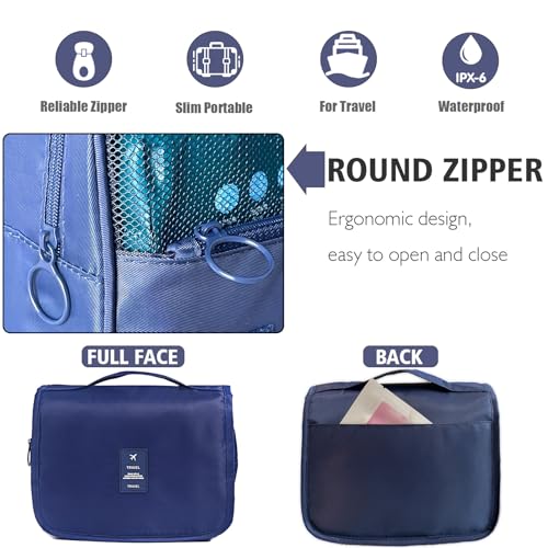 L&FY Hanging Travel Toiletry Bag Women's Cosmetic Organizer Makeup Pouch Men's Dopp Kits With Handle(Navy) - color: Navy, size: Compact Size