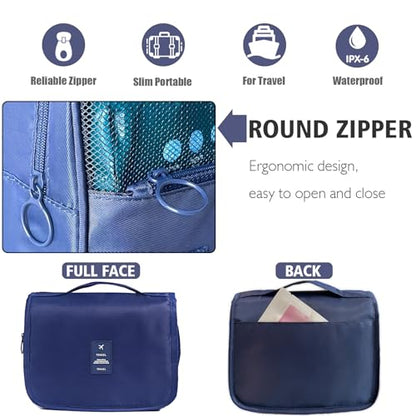 L&FY Hanging Travel Toiletry Bag Women's Cosmetic Organizer Makeup Pouch Men's Dopp Kits With Handle(Navy) - color: Navy, size: Compact Size