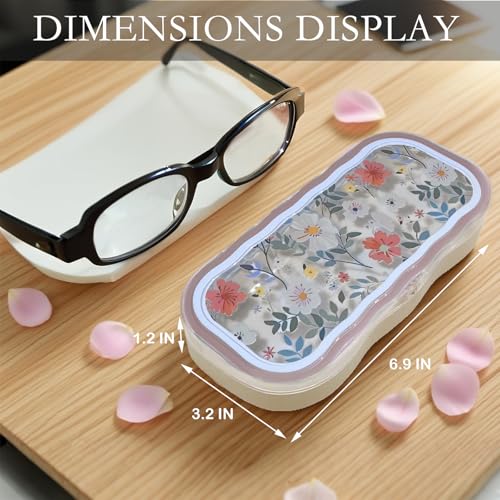 Cute hard shell bow glasses case cat transparent glasses case sunglasses glasses Size is 6.9 x 3.2 x 1.2inches - color: Case -Flower