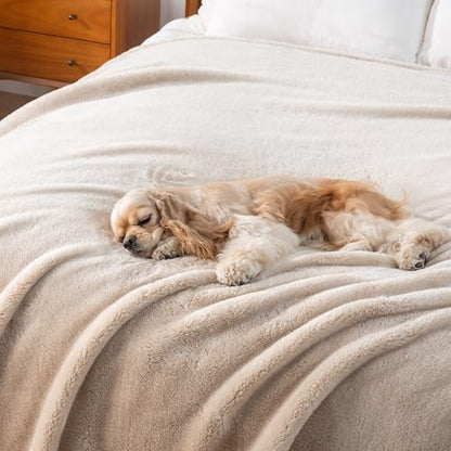 Berkshire Blanket Classic Extra-Fluffy™ Plush Throw Blanket, Soft Fuzzy Fluffy Long Hair Throw Blanket for Couch Sofa Bed, Chino Khaki, 50x60 Inches - color: Chino, size: Throw/Throw XL