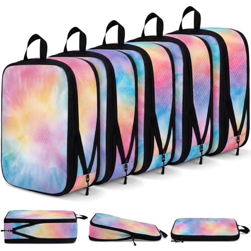 5 Pack Compression Packing Cubes for Travel Space Saving Cubes Luggage Organizer for Suitcase(Watercolor,L) - color: Watercolor, size: Large