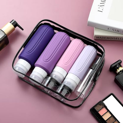 Mrsdry 16 Pack Travel Bottles for Toiletries, Oversize 6oz Silicone Travel Containers, Leak Proof Refillable Liquid Shampoo And Conditioner Travel Essentials - color: Purple