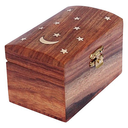 ITOS365 Handmade Wooden Jewelry Box for Women Jewel Organizer Moon and Stars