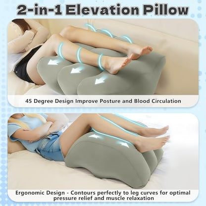Inmoredo Inflatable Leg Elevation Pillow After Surgery, Wedge Leg Elevating Pillows for Injury Recovery, Blood Circulation, Swelling, Legs Support Cushion Knee Hip Ankles Pain