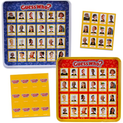 Hasbro Gaming Magnetic Game Travel Set for Kids - Bundle with 4 Travel Games in Tin Featuring Connect 4, Sorry, Trouble, Guess Who Plus Stickers | Travel Games for Kids 8-12