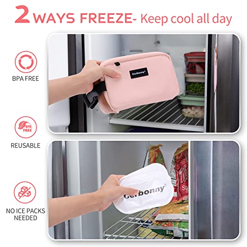 Cerbonny Cooler Bag Freezable Lunch Bag for Work School Travel,Leak-proof Small Lunch Bag,Small Insulated Bag For Kids 3+/Adults,Freezer Lunch Bags,Freezable Snack Bag,Pink - color: Pink-B-2