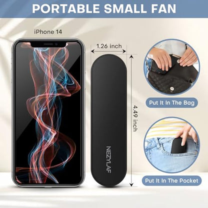 Portable mini handheld Fan, small Rechargeable Personal Fan for 9-15 Hours Runtime, Pocket Design for Travel/Women Essentials/vacation/beach/vacation/airplane/disney - color: Black