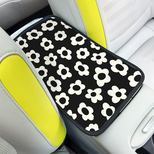 Car Center Console Cover,White Flowers Auto Center Console Pad,Armrest Cover Protector for Vehicle SUV Truck Car - color: White Flowers