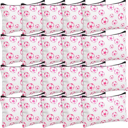 Eccliy 20 Pcs Soccer Makeup Bag Cosmetic Bag Canvas Gifts Sport Soccer Themed Accessories for Girls Toiletry Pouch with Zipper for Women Party Shopping Home Travel, 8 x 5 Inch - size: 8 x 5 Inch, style: Soccer,pink
