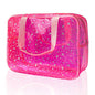 Hot Pink Star Large Cosmetic Bag 12x5x8 inch Travel Pouch with Handle,Durable PVC Material,Zipper Design-Ideal for Makeup,Travel Essentials - color: Pink