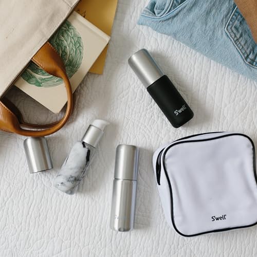 S'well 3.4oz Travel Bottle Set, Includes 3 Lightweight and Recyclable Aluminum Bottles, Leakproof Pumps For Shampoo, Conditioner, Body Wash, Lotions, Sanitizers, and More, TSA Carry On Approved