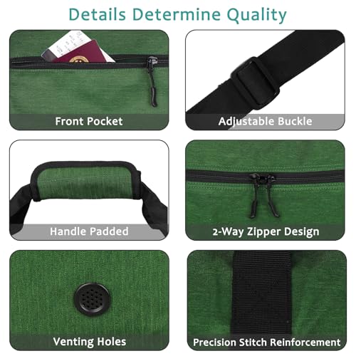 Foldable Travel Duffle Bag for Men Women, Waterproof with Shoe Compartment, 80L 120L Large Collapsible Luggage Bag, Lightweight Packable Duffel for Travel Sports Gym Airline Carry On Checked Bag - color: Green