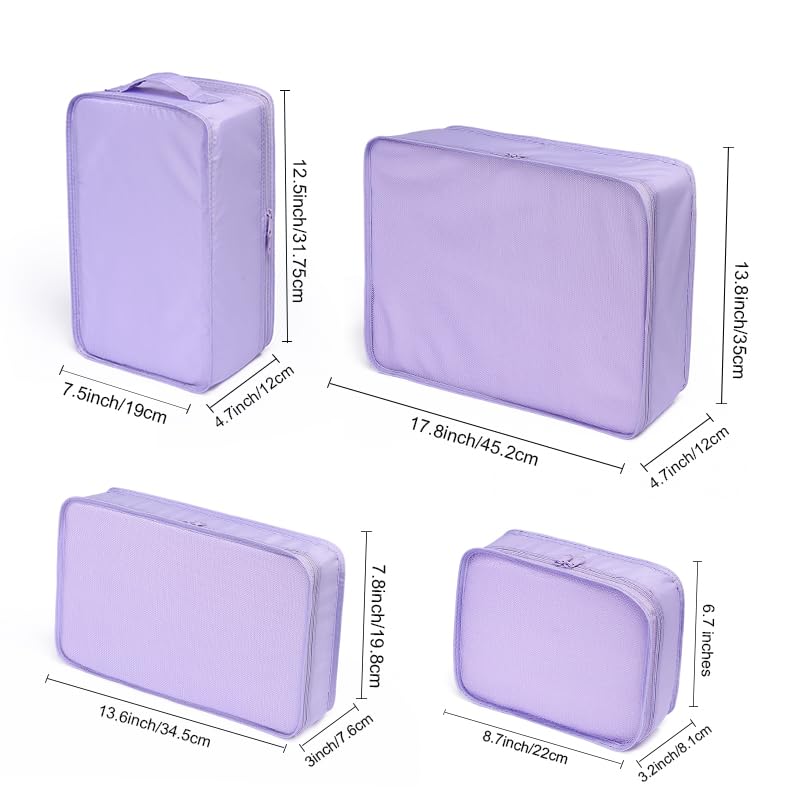 JJ POWER Travel Packing Cubes, Luggage Organizers with Shoe Bag - color: Purple