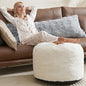 Pouf Ottoman Foot Rest 26"x18" Footstools and Ottomans Small with Filling Cream Small Beige Ottoman Foot Rest Ivory Poofy Ottom Stool Soft Poofs/Ottomans Furniture Living Room Ottom Footstool - color: Beige, size: 26"D x 26"W x 18"H