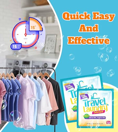 TidyFriend Sink Travel Laundry Detergent 10 ml, 16 Pack Effective Travel Detergent Packets for Sink Washing, Lightweight Must Haves Laundry Essentials - size: 16 Pack
