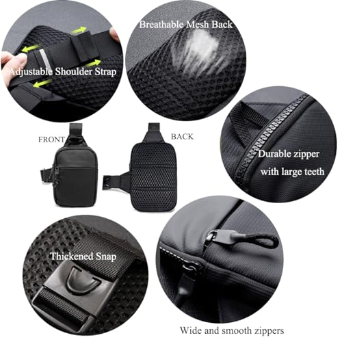 Mini Sling Bag for Men Crossbody,Small Chest Bag Casual Trendy Waterproof Lightweight Phone Crossover Daypack - color: Black Mini Sling Bag for Men and Women
