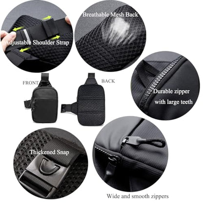 Mini Sling Bag for Men Crossbody,Small Chest Bag Casual Trendy Waterproof Lightweight Phone Crossover Daypack - color: Black Mini Sling Bag for Men and Women