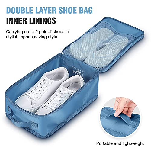 Mossio 6 Set Packing Cubes with Shoe Bag - Lightweight Travel Luggage Suitcase Organizers - color: Sea Blue
