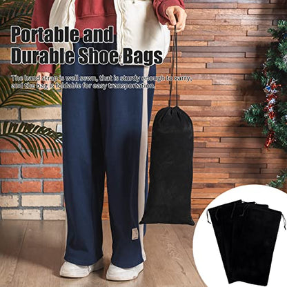 Wesiti 12 Pcs 8 x 18 Inch Shoe Bags for Travel Flannel Fabric Shoe Dust Bag with Drawstring Flannel Pouch Washable Breathable Covers Protecting Storing Boots Travel Luggage