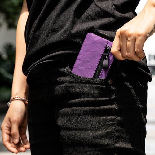 ALPAKA Zip Pouch Mulberry X-Pac VX21 - RFID-Blocking Small Cash and Card Zip Wallet with Carbon Neutral, Weatherproof Fabrics, EDC Pouch for Men Travel - color: Mulberry