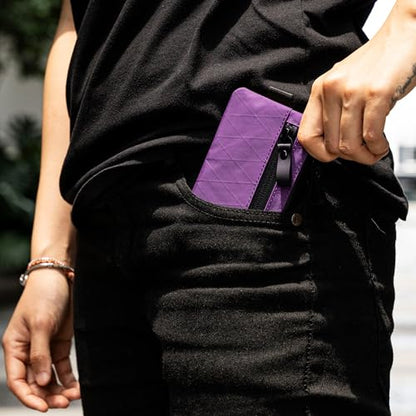 ALPAKA Zip Pouch Mulberry X-Pac VX21 - RFID-Blocking Small Cash and Card Zip Wallet with Carbon Neutral, Weatherproof Fabrics, EDC Pouch for Men Travel - color: Mulberry