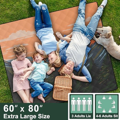 60x80" Waterproof Picnic Blankets Outdoor Sandless Beach Blanket Foldable Padded Ground Grass Park Lawn Mat Tent Camping Rug Backpack Hiking Roadtrip Gadgets Gifts Rv Car Travel Trailers Items - color: Green Mountain, size: 6'8" x 5' (Rectangular)