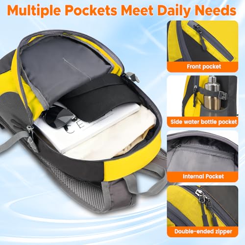 sunhiker Small Hiking Backpack Women Men 20L Lightweight Travel Backpack Daypack Casual Backpack For Cycling Outdoor Camping - color: Yellow
