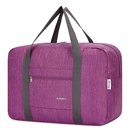 For Spirit Airlines Personal Item Bag Foldable Travel Duffel Bag Tote Carry on Luggage Duffle Overnight for Women and Men - color: 1112-Thick Series Purple