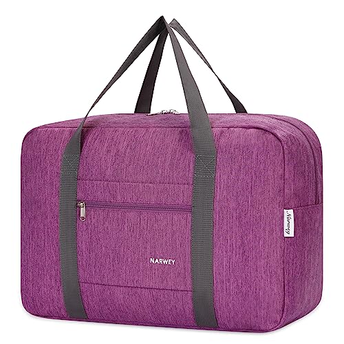 For Spirit Airlines Personal Item Bag Foldable Travel Duffel Bag Tote Carry on Luggage Duffle Overnight for Women and Men - color: 1112-Thick Series Purple