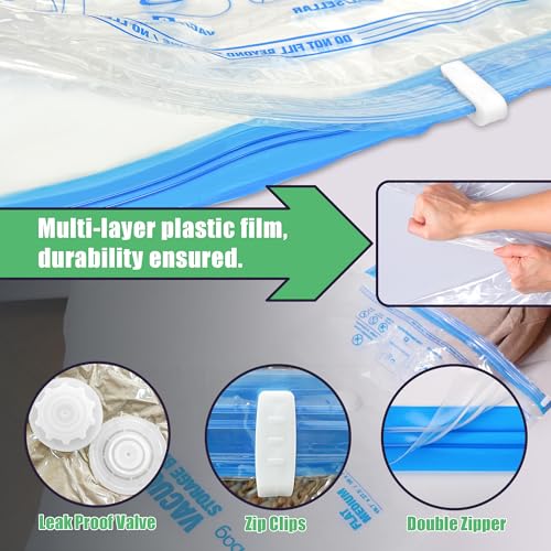 HIBAG 15 Jumbo Vacuum Seal Bags for Clothing, Vacuum Storage Bags for Clothes, Comforters, Blankets, Bedding (15J) - size: 15-Jumbo