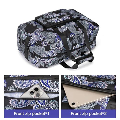 F.FETIVIN Weekender Bag Carry On Travel Duffle Bag Medium Overnight Bag for Women(Black Paisley) - color: 11-Black Paisley