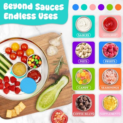 LIEMAND 6x1.6 oz Salad Dressing Container to Go, Leakproof Reusable Stainless Steel Small Container with Lid,Sauce Containers for Lunch box,Picnics,Travel,Office and Meal Prep - color: Coastal Mint, size: 1.6oz