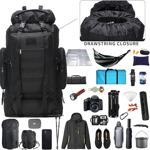 Hiking Backpack for Men 70L/100L Camping Backpack Military Rucksack Molle 3 Days Assault Pack for Climbing | Camping Backpack - color: 100l-black
