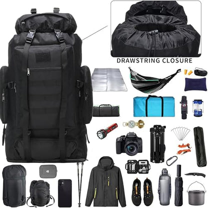 Hiking Backpack for Men 70L/100L Camping Backpack Military Rucksack Molle 3 Days Assault Pack for Climbing | Camping Backpack - color: 100l-black