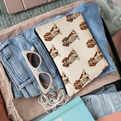 Cavalier King Dog Makeup Bag, Cavalier King Lovers Gifts Cosmetic Bag for Women, Dog Mom Lovers Owner Gifts for Women Christmas, Pet Lover Gift Zipper Travel Makeup Pouch for Purse - color: cavalier king