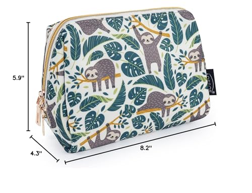 Aosbos Small Travel Makeup Pouch - Cosmetic Bag for Women - Green Leaf - color: Verdant Sloth