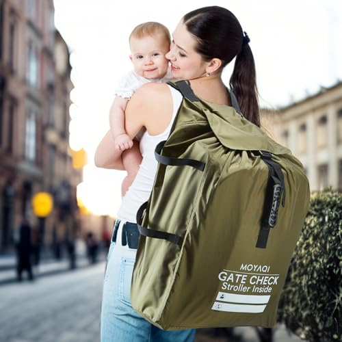 MOYAQI Stroller Travel Bag for Airplane, Gate Check Bag Backpack with Durable Nylon,Adjustable Carry Straps,Infant Carriers & Booster Seats (live Green) - color: live Green