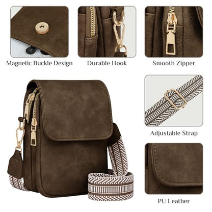 Fashion Small Crossbody Bags for Women Trendy Designer Cell Phone Purses Wallets with Card Holder Anti Theft Travel - color: Coffee