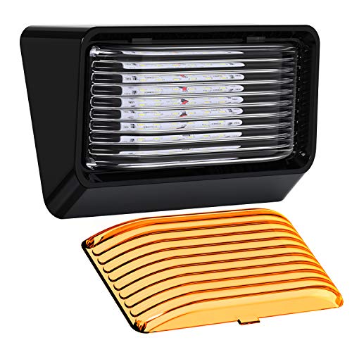 RV Exterior Porch Utility Light - 12v 280 Lumen Lighting Fixture. Replacement Lighting for RVs, Trailers, Campers, 5th Wheels. Black Base, Clear and Amber Lens Included (Black, 1-Pack) - color: Black, size: 1-Pack