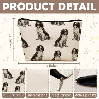 English Springer Dog Makeup Bag, English Springer Lovers Gifts Cosmetic Bag for Women, Dog Mom Lovers Owner Gifts for Women Christmas, Pet Lover Gift Zipper Travel Makeup Pouch for Purse - color: english springer