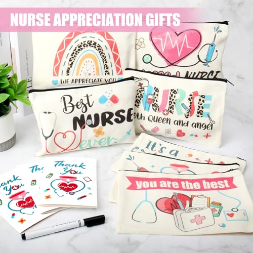 30 Set Nursing Cosmetic Makeup Bag Nurse Survival Kit Nurse Appreciation Gifts for Women Pouch Nurse Gift Funny Travel Toiletry Bag with Thank You Nurse Card for Nurses Practitioner Thank You Gift - style: Nursing