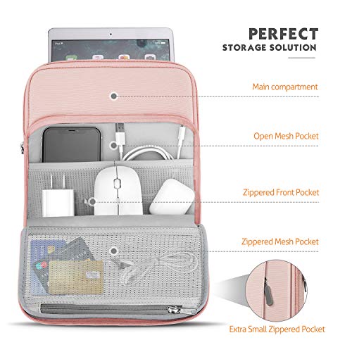 MoKo 9-11 Inch Tablet Sleeve Bag Carrying Case with Storage Pockets Fits New 11-inch iPad Air M4 2026/iPad Pro M5, iPad Pro/A16 11, iPad Air 5/4th 10.9, iPad 9/8th 10.2, Tab S8/S9 11, Pink - color: Pink, size: 9-11 Inch