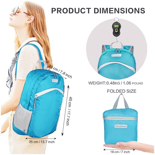 35L Foldable Waterproof Backpack For Outdoor Sports Travel Inside Wet Clothes Compartment Packable For Multiple - color: 1sky Blue