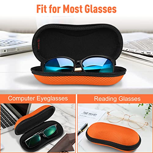 FINTIE Sunglasses Case, Hard EVA Shell Shockproof Sport Glasses Case with Metal Carabiner Travel Zipper Eyeglasses Holder - color: Orange