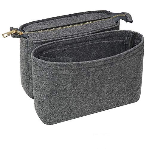 Bag Insert Organizer,2 Packs Insert Purse Organizer Fits For Neo Noe, Small Handbag Purse Neo Noe Organizer with Zipper for Women,Grey - color: Grey