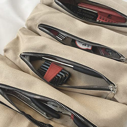 Roll Up Tool Bag, Wrench Organizer & Tool Pouch, Tool Roll Organizer, Mechanic Tool roll bags With 5 Tool Pouches for Mechanic, Electrician & Hobbyist