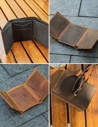 Handcrafted Genuine Leather Wallets, Minimalist Cardholders, and Passport Covers, Handmade Gift - color: Camel, style: Trifold Wallet