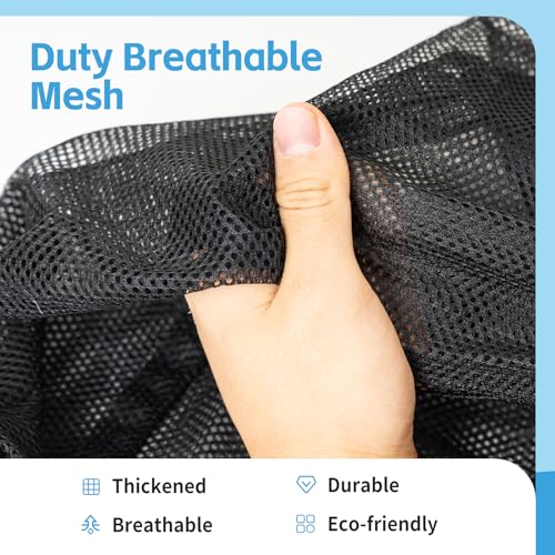 2 Pack Mesh Laundry Bags,24 x 35 Inches Heavy Duty Drawstring Dirty Clothes Bag for Camp,College,Dorm,Travel,Family,Apartment Dwellers,RV & Cruise Essentials(Black)
