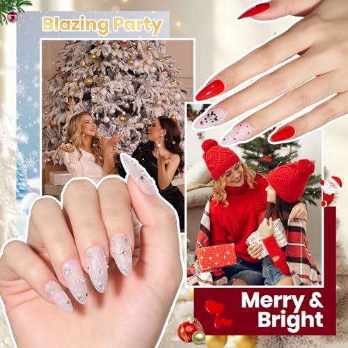 Beetles 80 Pcs Christmas Gel Nail Polish Kit with U V Light - 55 Color Gel Nail Kit Gifts for Women Soak Off Color Enchantment Winter Red Nails Art Home DIY Salon Beginners Manicure Set - color: Christmas Gel Nail Kit