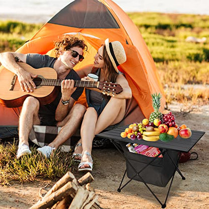 Foldable Camping Side Table, Ultralight Small Beach Table Aluminum, Portable Outdoor Table with Carry Bag and Storage for Picnic, Grill, Hiking, Fishing, Sand, Camping Essentials(L) - size: 27‘’ Large